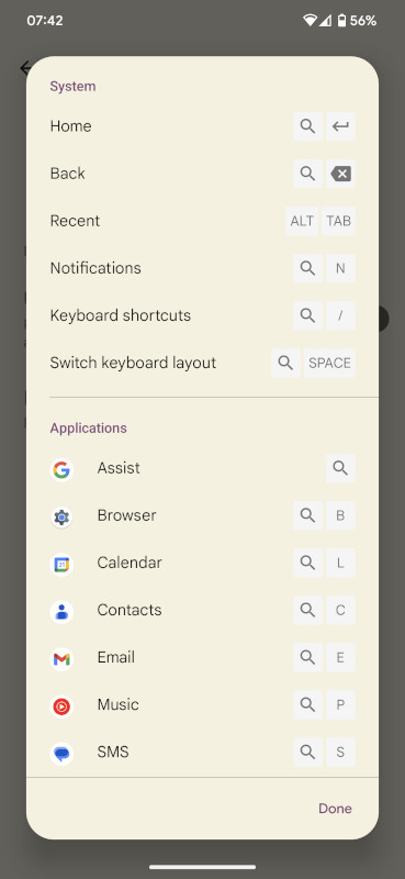 Android 13 keyboard shortcuts resized