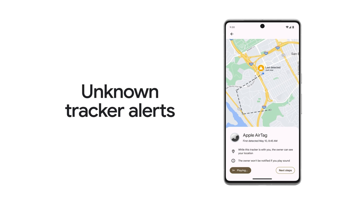 Android Find My Device network unknown tracker alert 2