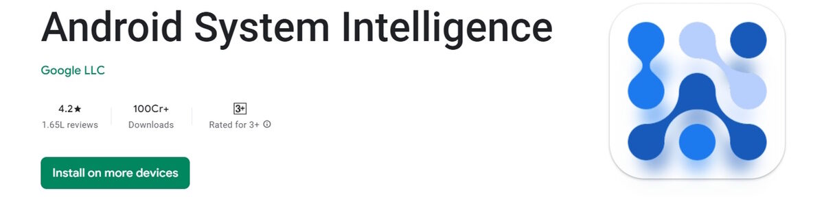 Android System Intelligence Play Store listing