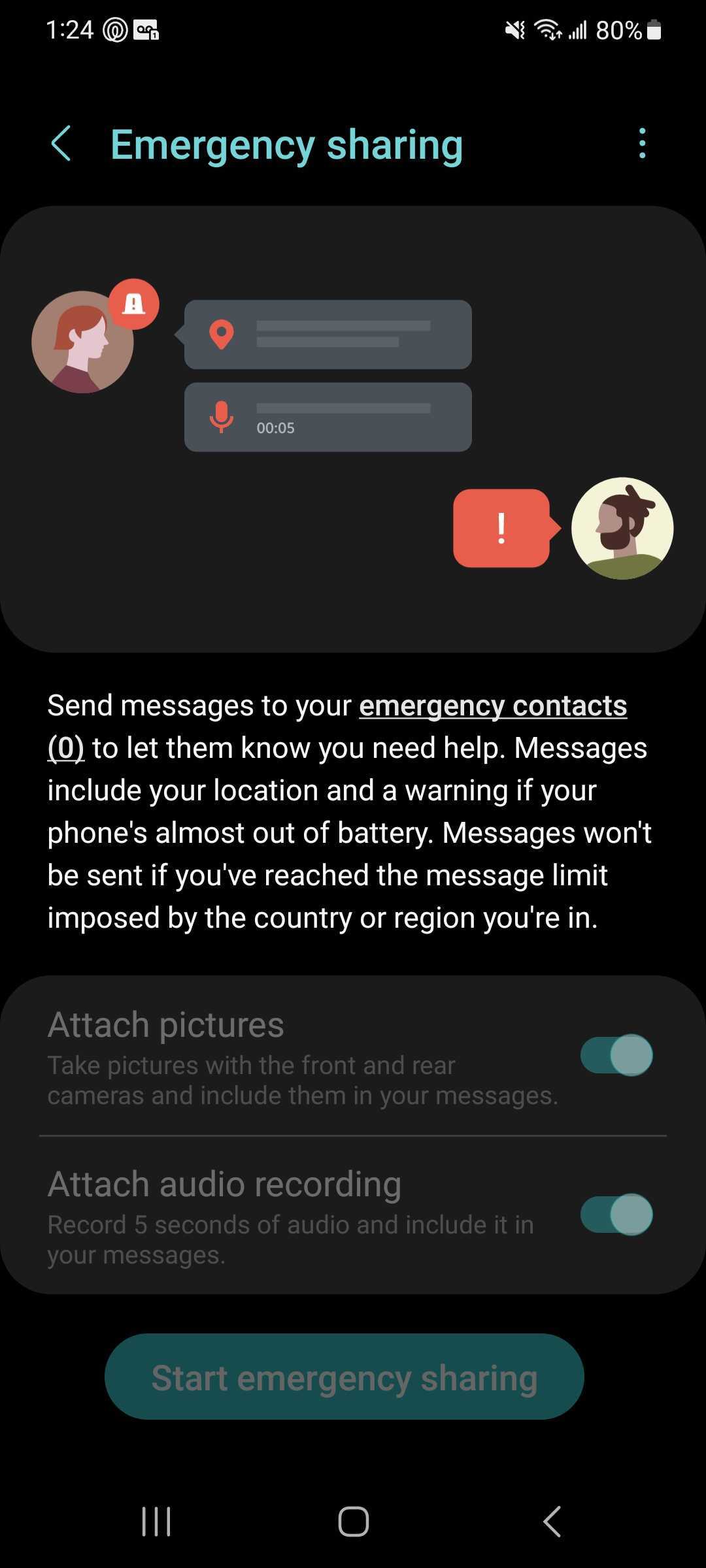 Android emergency contacts