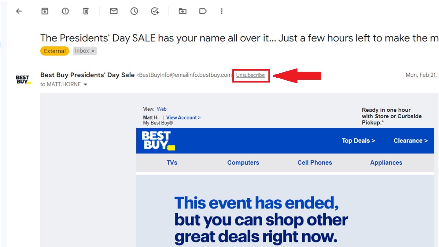 Best Buy Promotional Email Unsubscribe