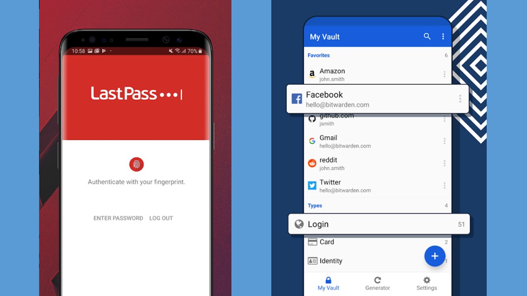 Bitwarden and LastPass on Smartphones