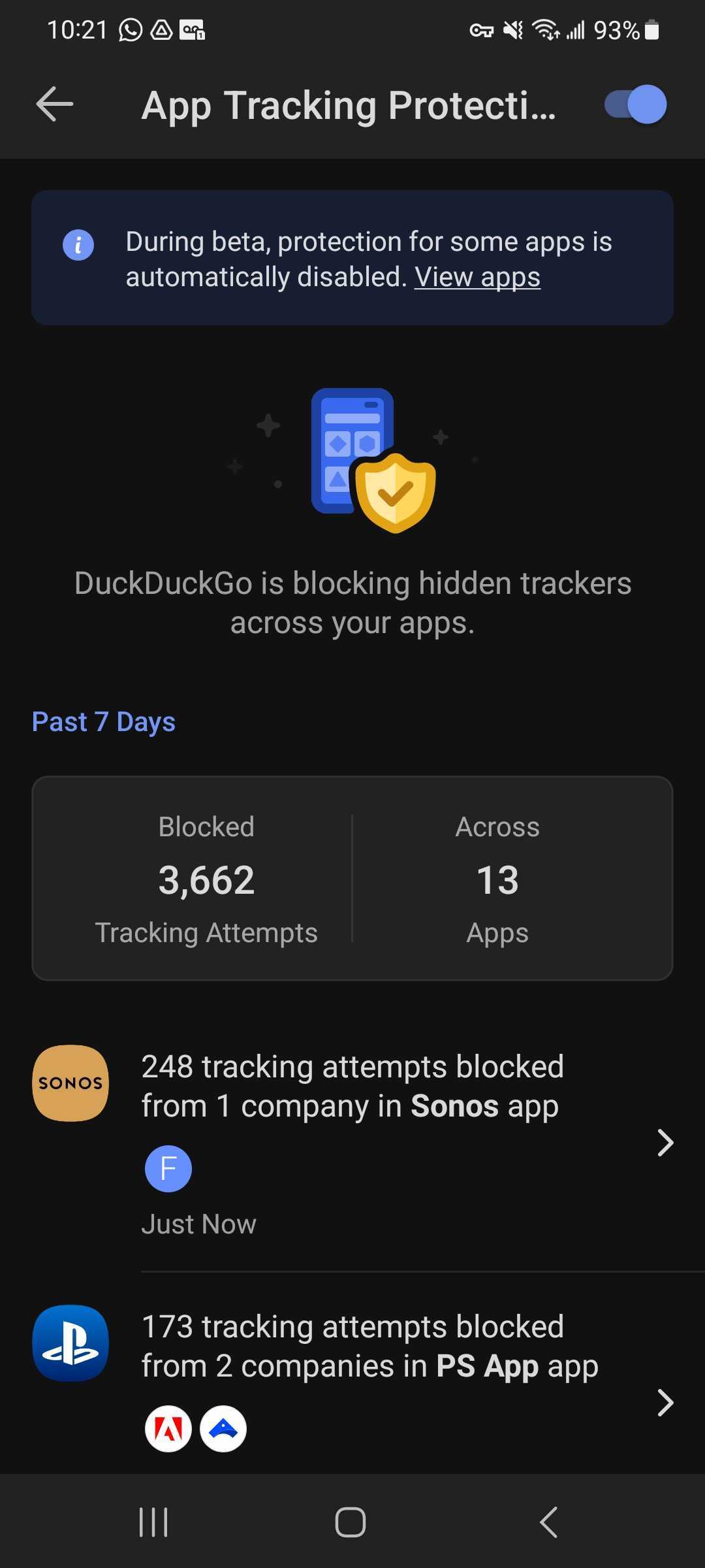 DuckDuckGo app tracker