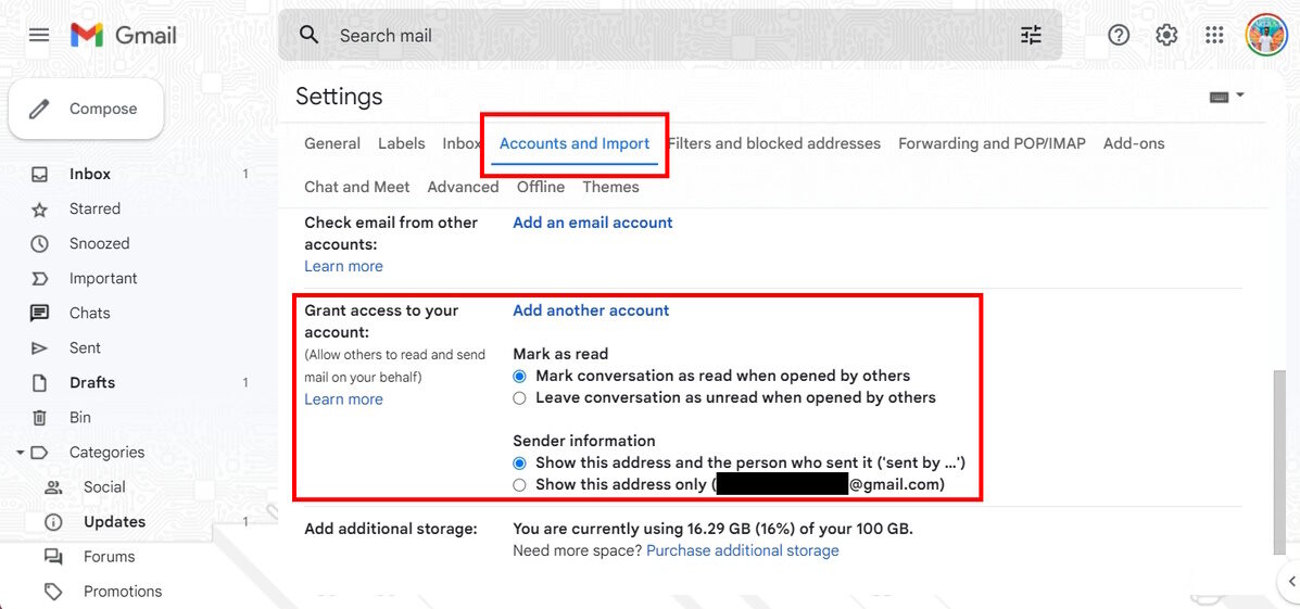 Gmail Grant access to your account