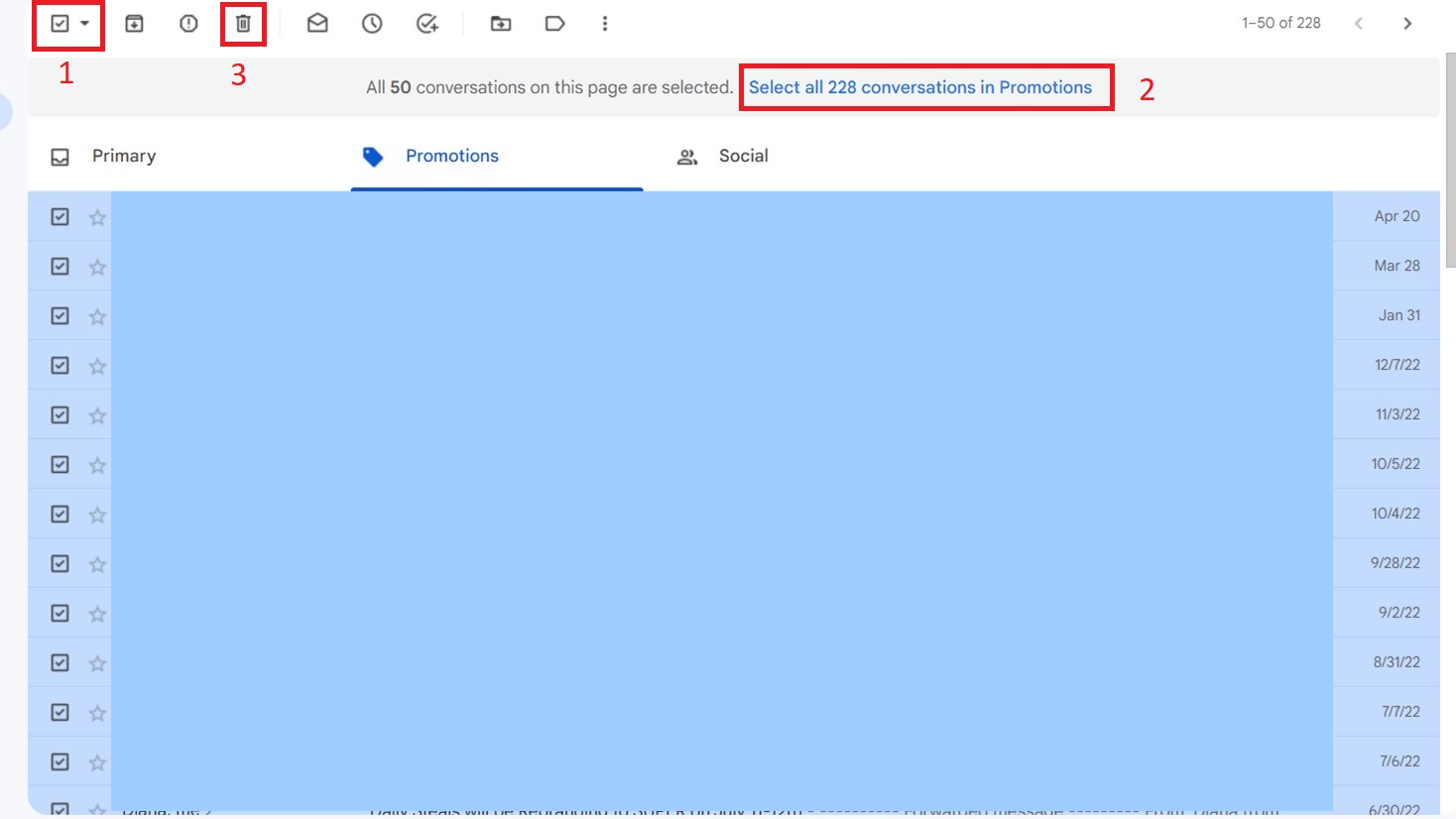 How to delete all promotions in Gmail
