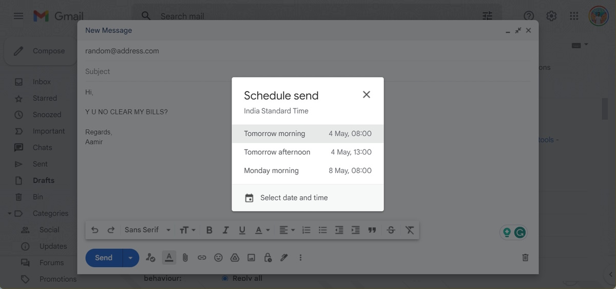 Gmail Schedule Send feature 2