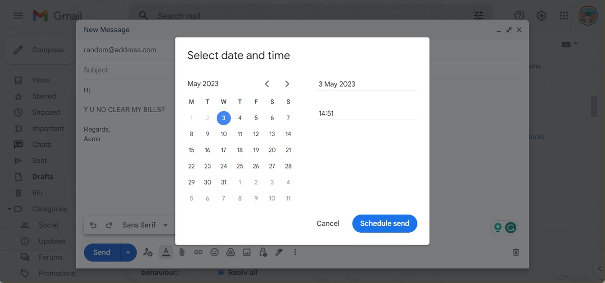 Gmail Schedule Send feature 3