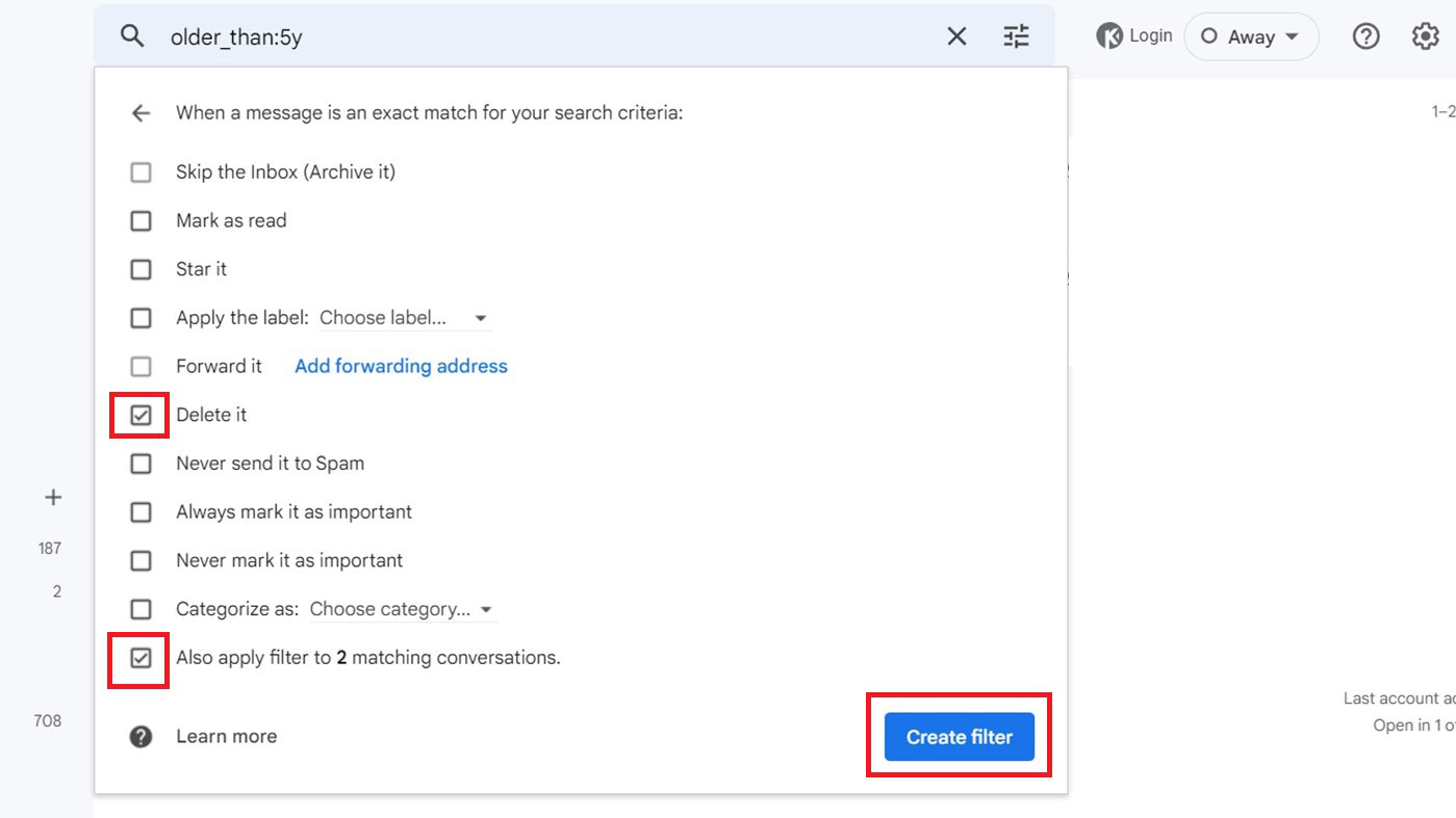 Gmail Search Filter Criteria to delete old emails in Gmail