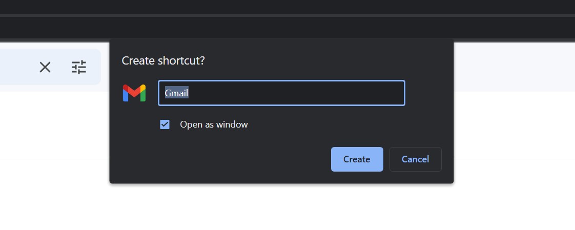 Gmail desktop shortcut create