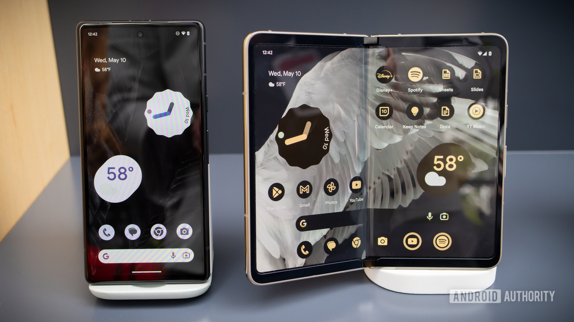 Google Pixel 7a and Pixel Fold opened up on table 1 1