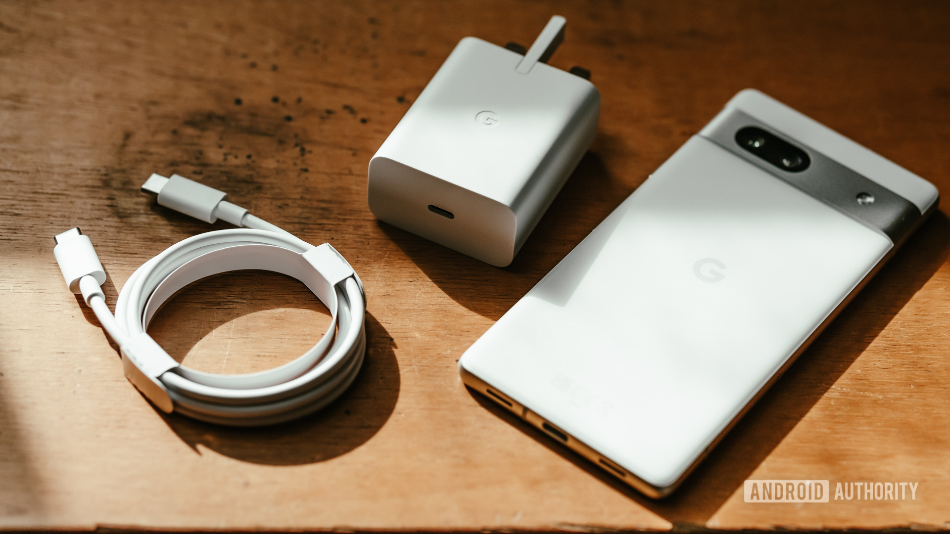 Google Pixel 7a charger and UBS C cable