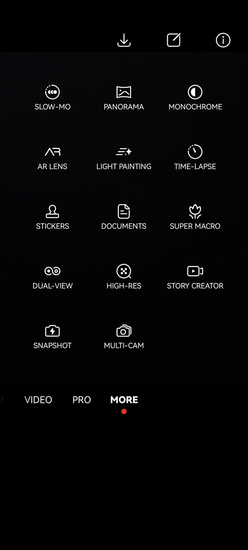 HUAWEI P60 Pro camera app screenshot extra modes