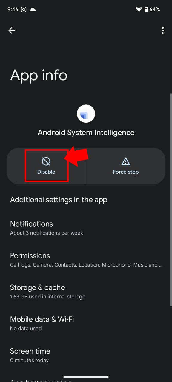 How to disable Android System Intelligence app 4