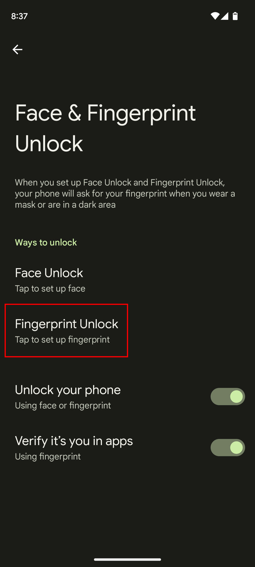 How to set up Fingerprint Unlock on Pixel 4