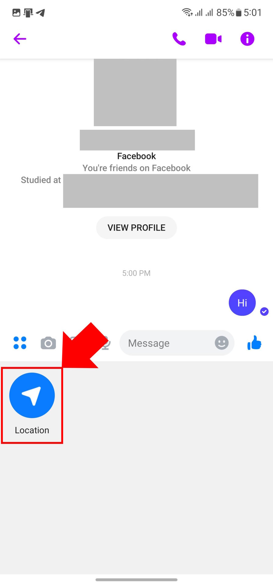 How to share location on Messenger 2