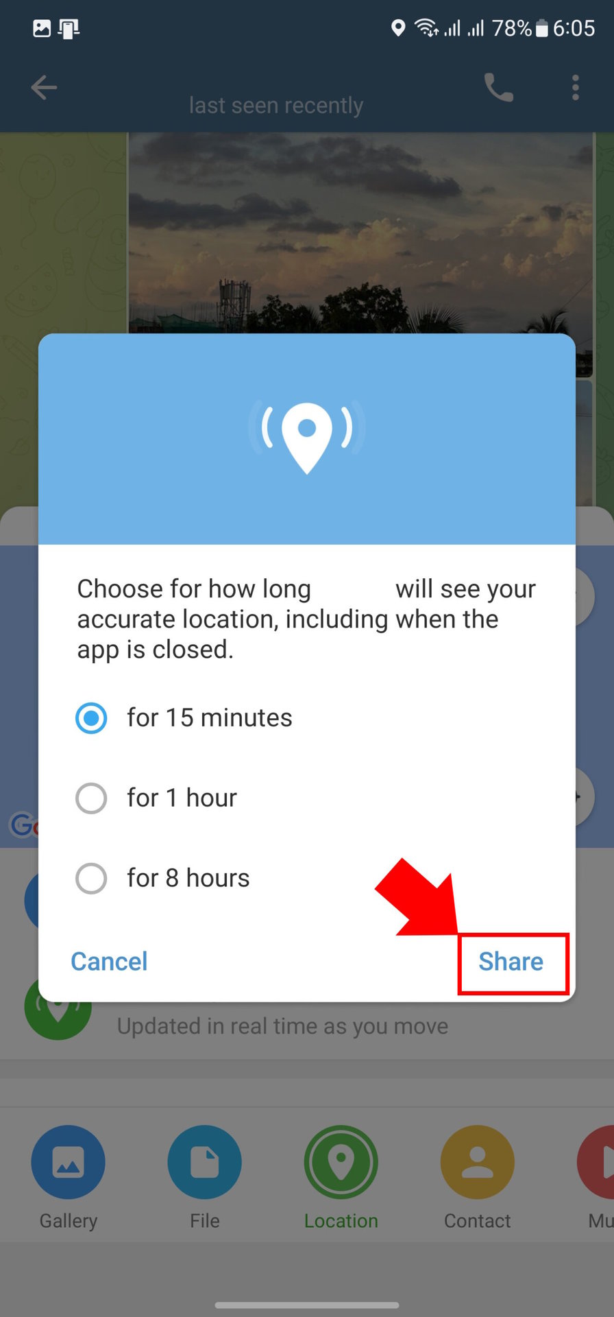 How to share location on Telegram 5