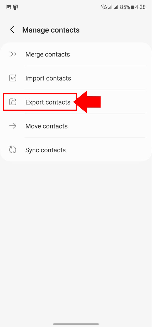 How to transfer contacts on Android Samsung vcard export 3