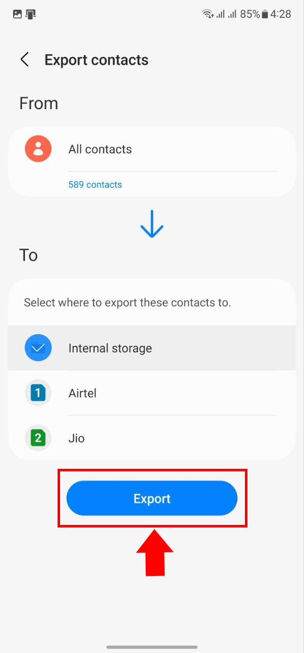How to transfer contacts on Android Samsung vcard export 4
