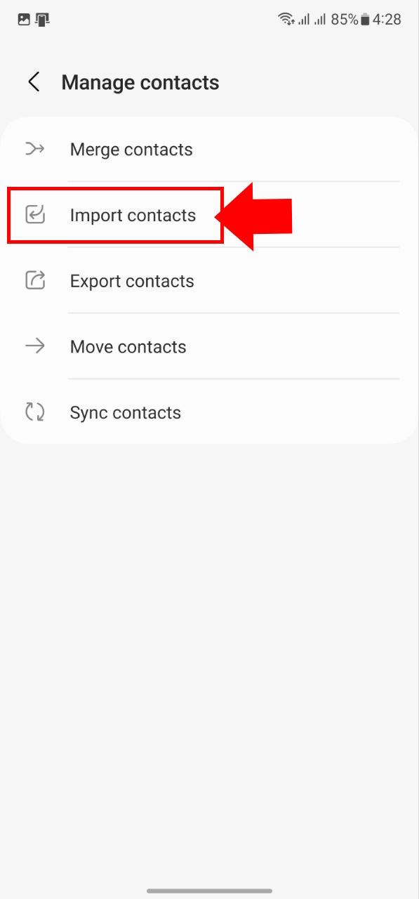 How to transfer contacts on Android Samsung vcard import 1