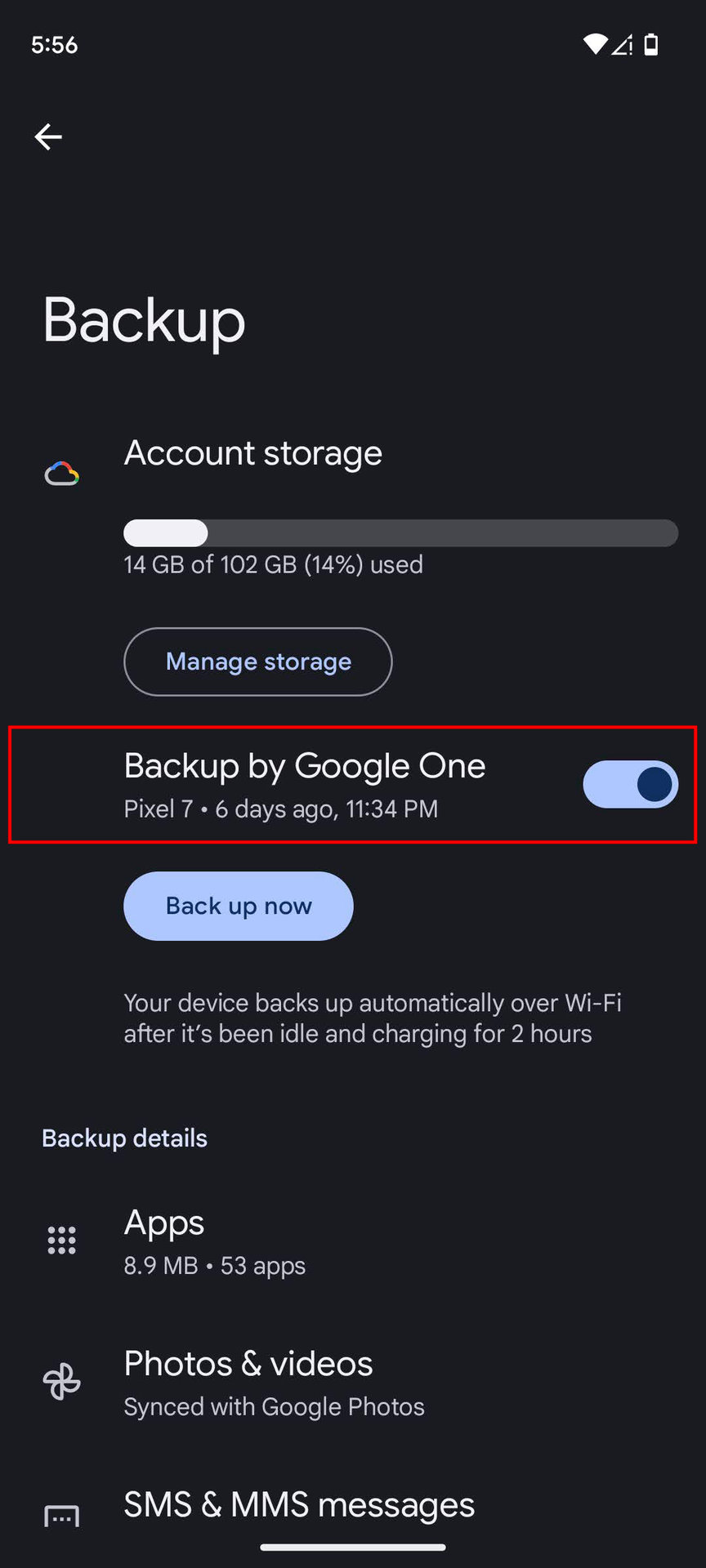 How to turn on Backup by Google One on Android 14 (3)