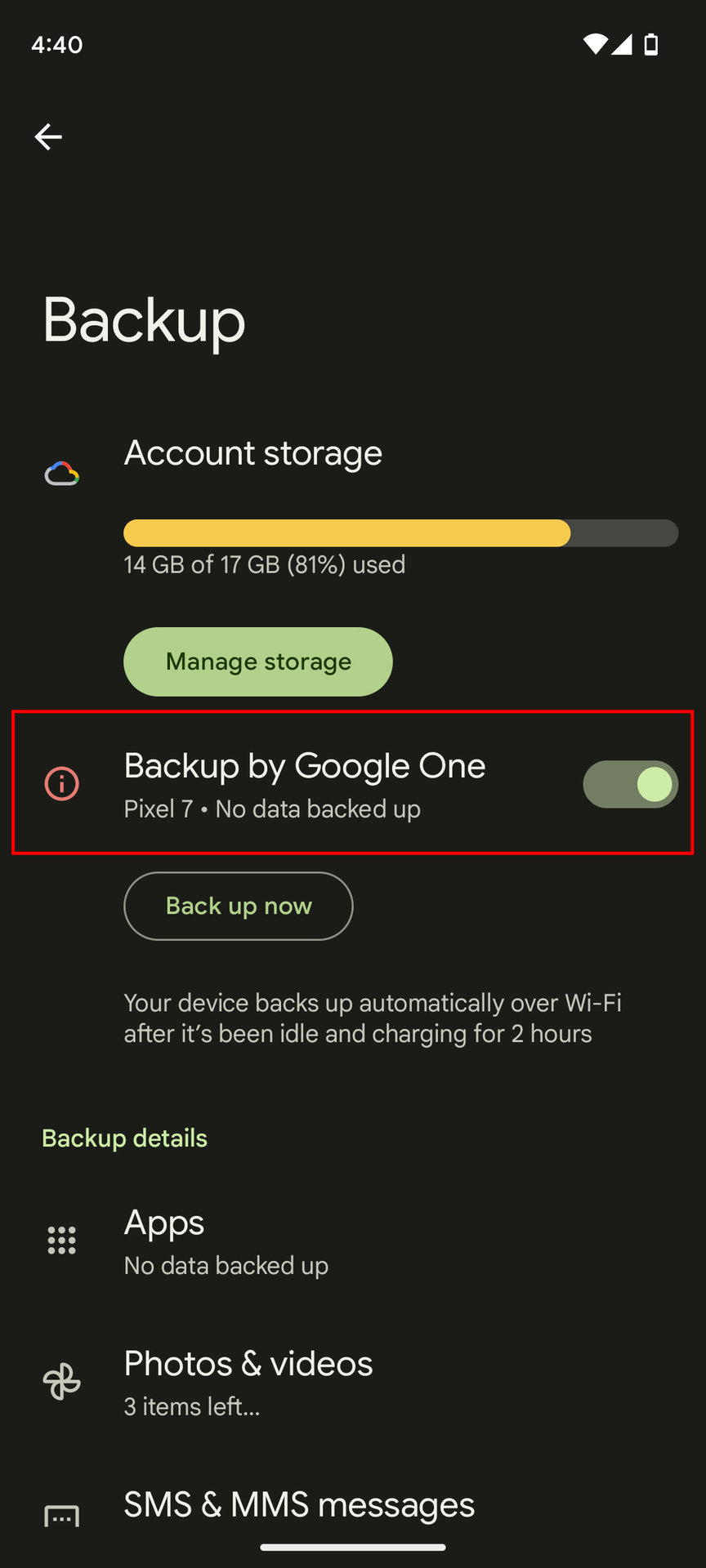 How to use Backup by Google One 4