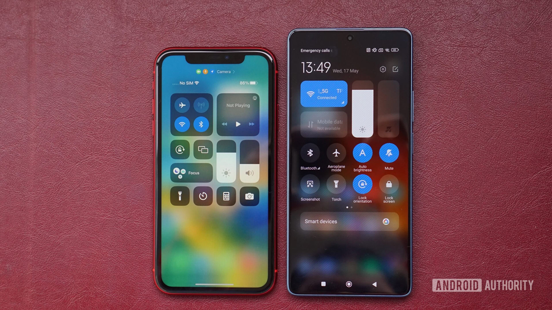 MIUI vs iOS control center