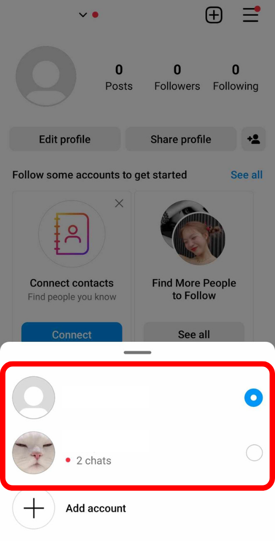 instagram app profile switch accounts
