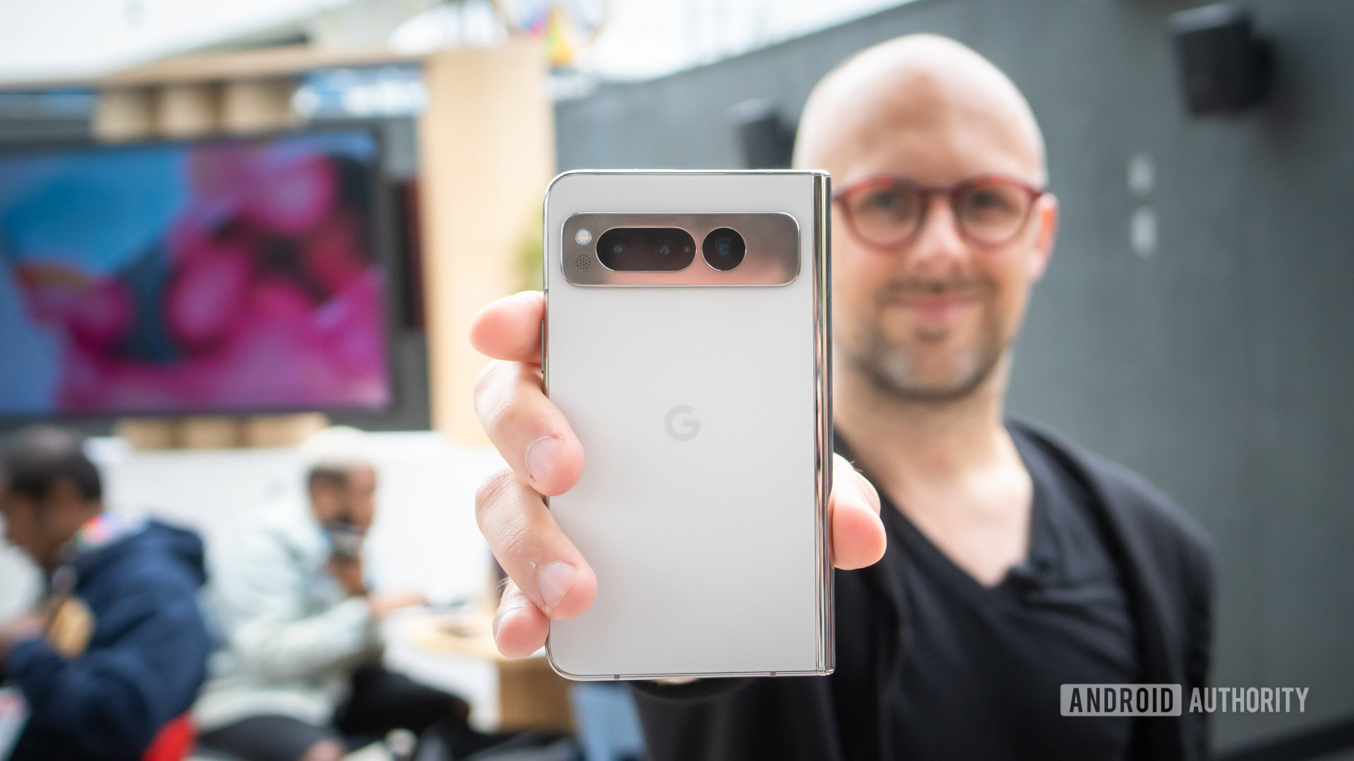 Scott holding a Google Pixel Fold 3