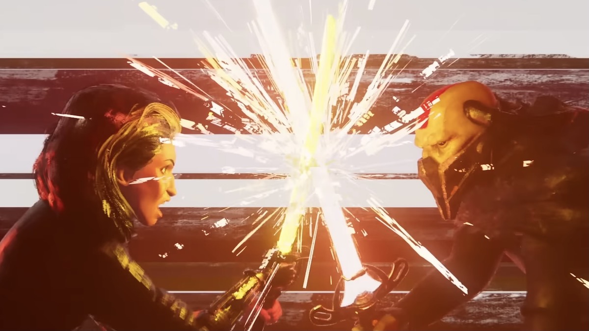 Two animated characters face off with lightsabers in Star Wars Visions Volume 2