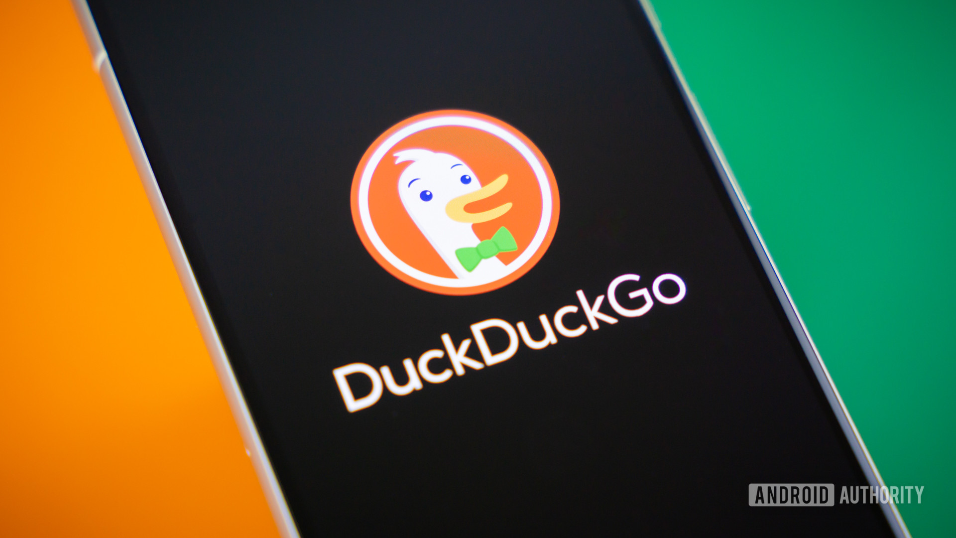 Stock photo of DuckDuckGo logo on smartphone 3