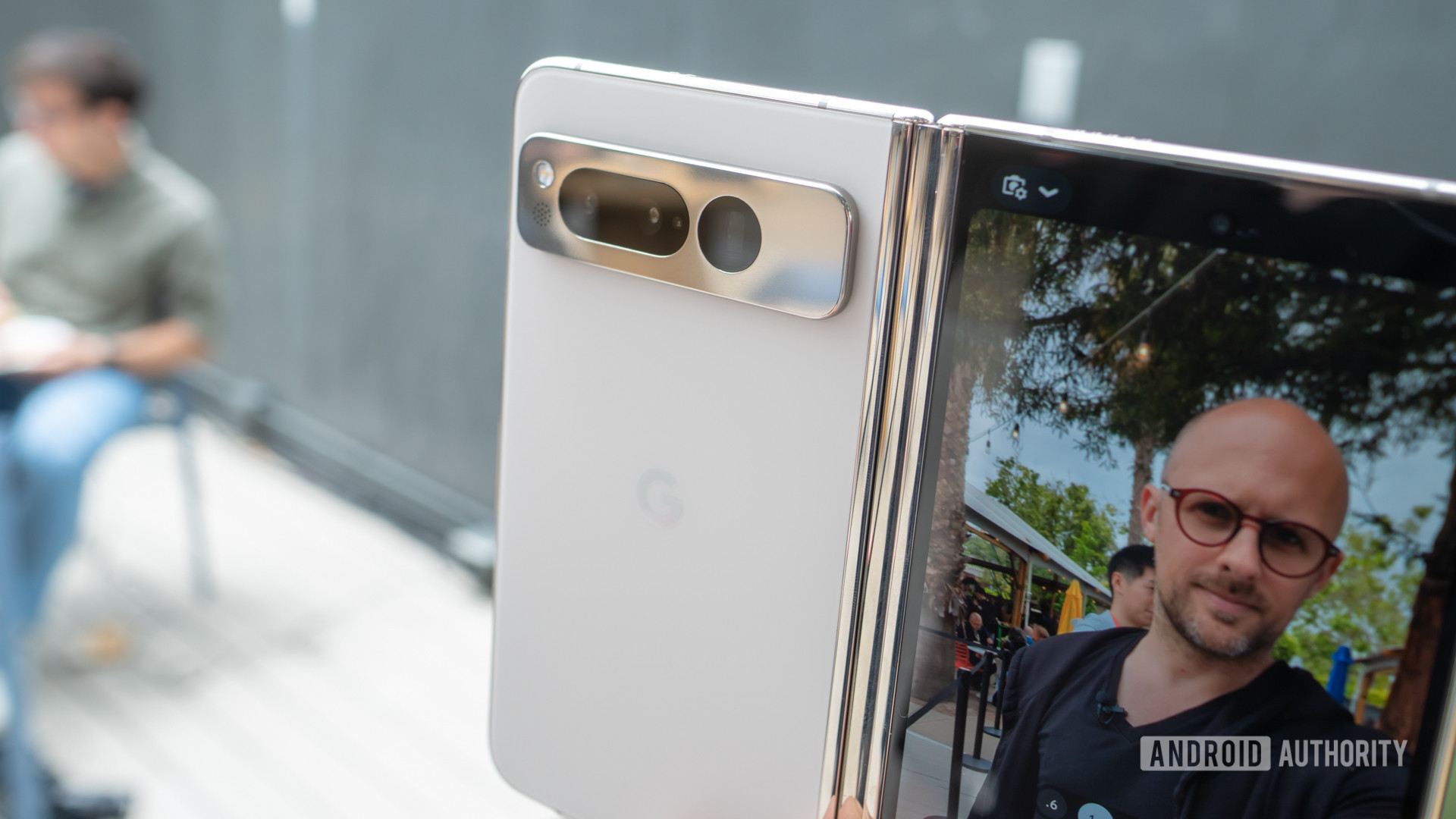 Taking a selfie with a Google Pixel Fold 3
