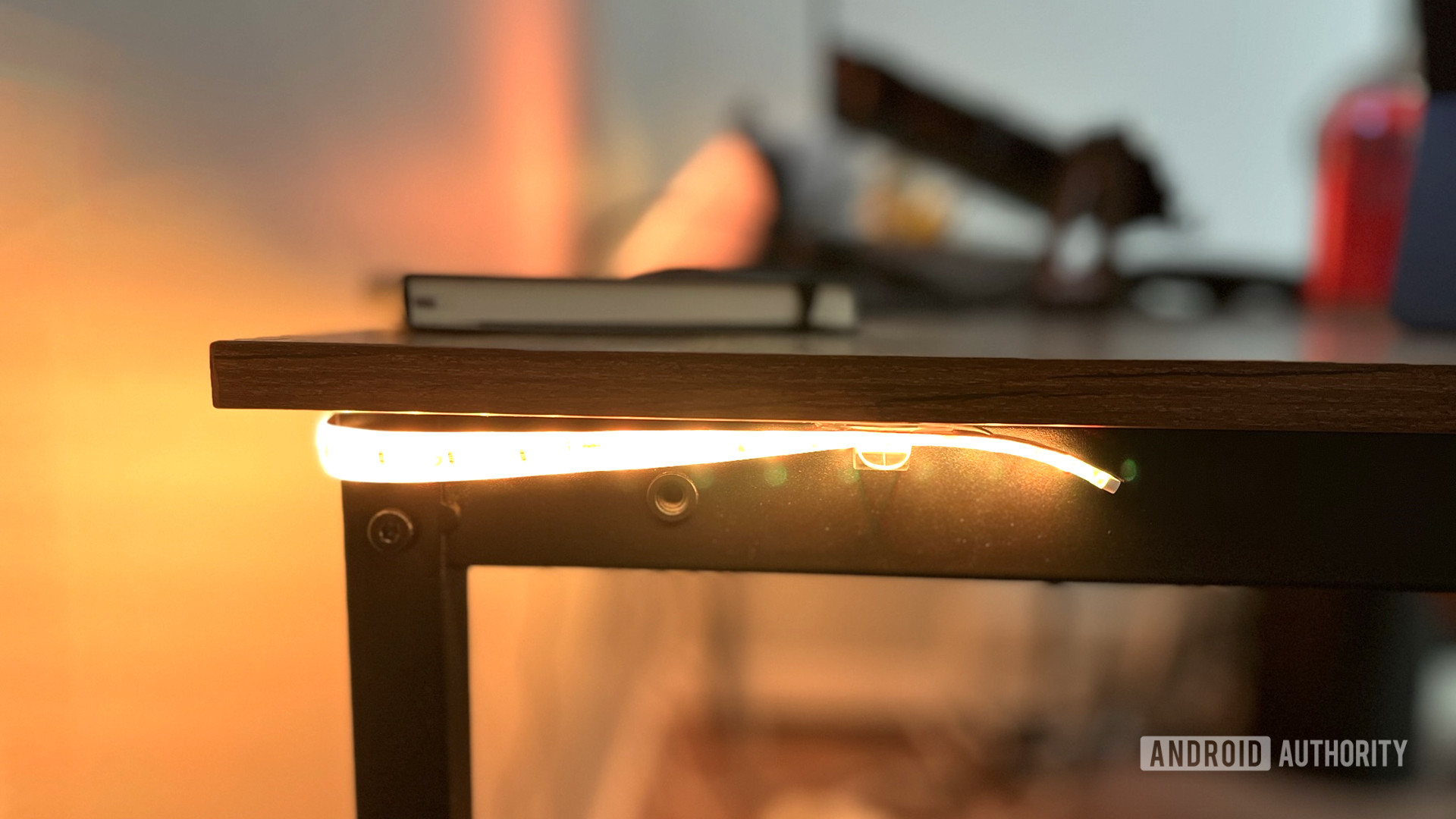 The Govee M1 Lightstrip is mounted on a table