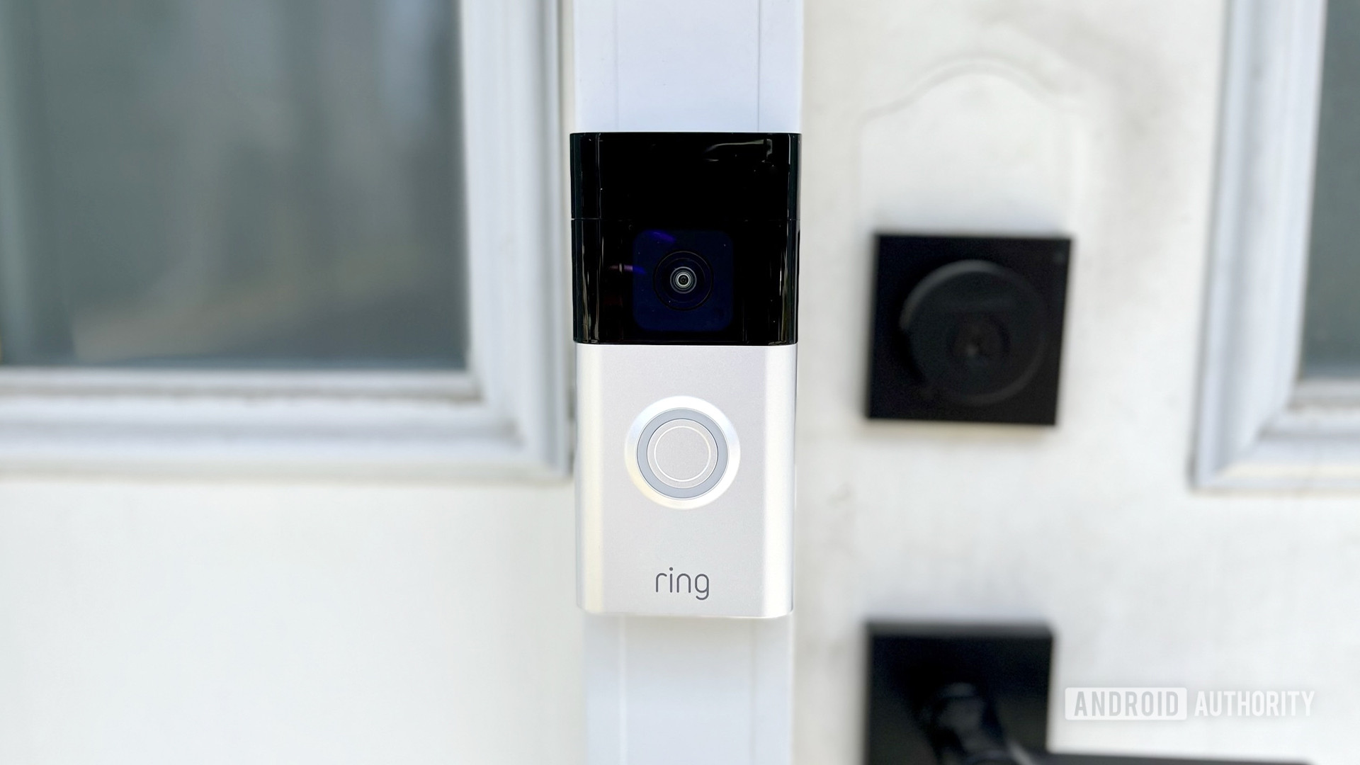 The Ring Battery Doorbell Plus mounted on a doorframe