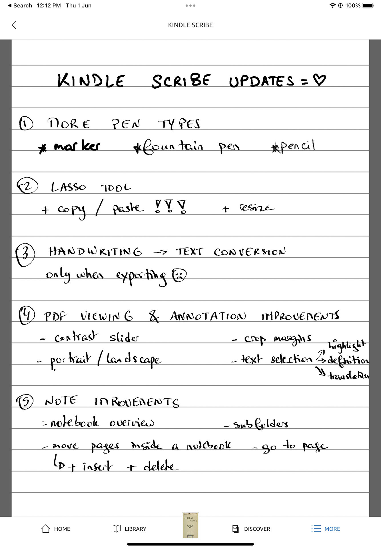 amazon kindle scribe screenshot handwritten note