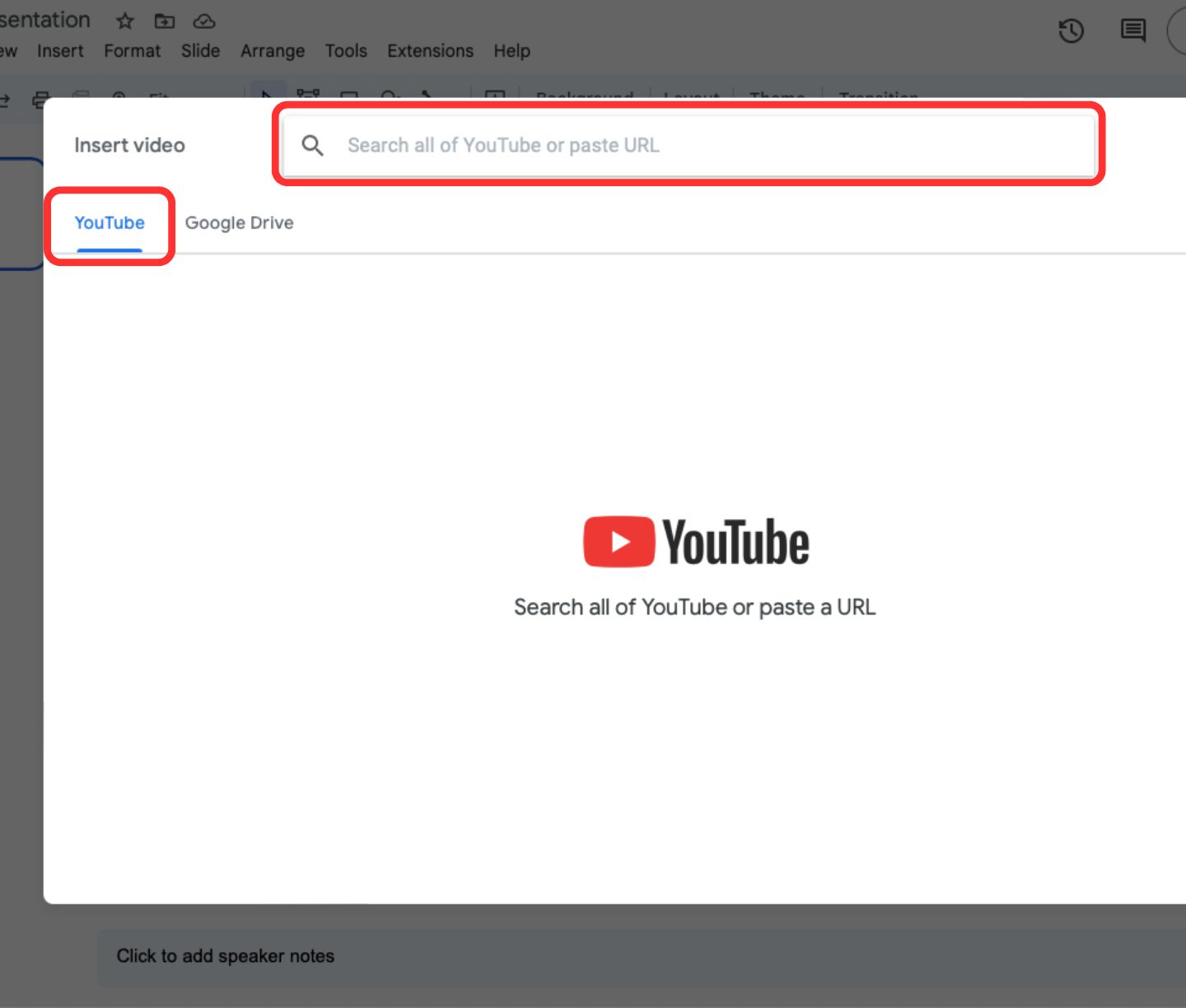 google slides insert video