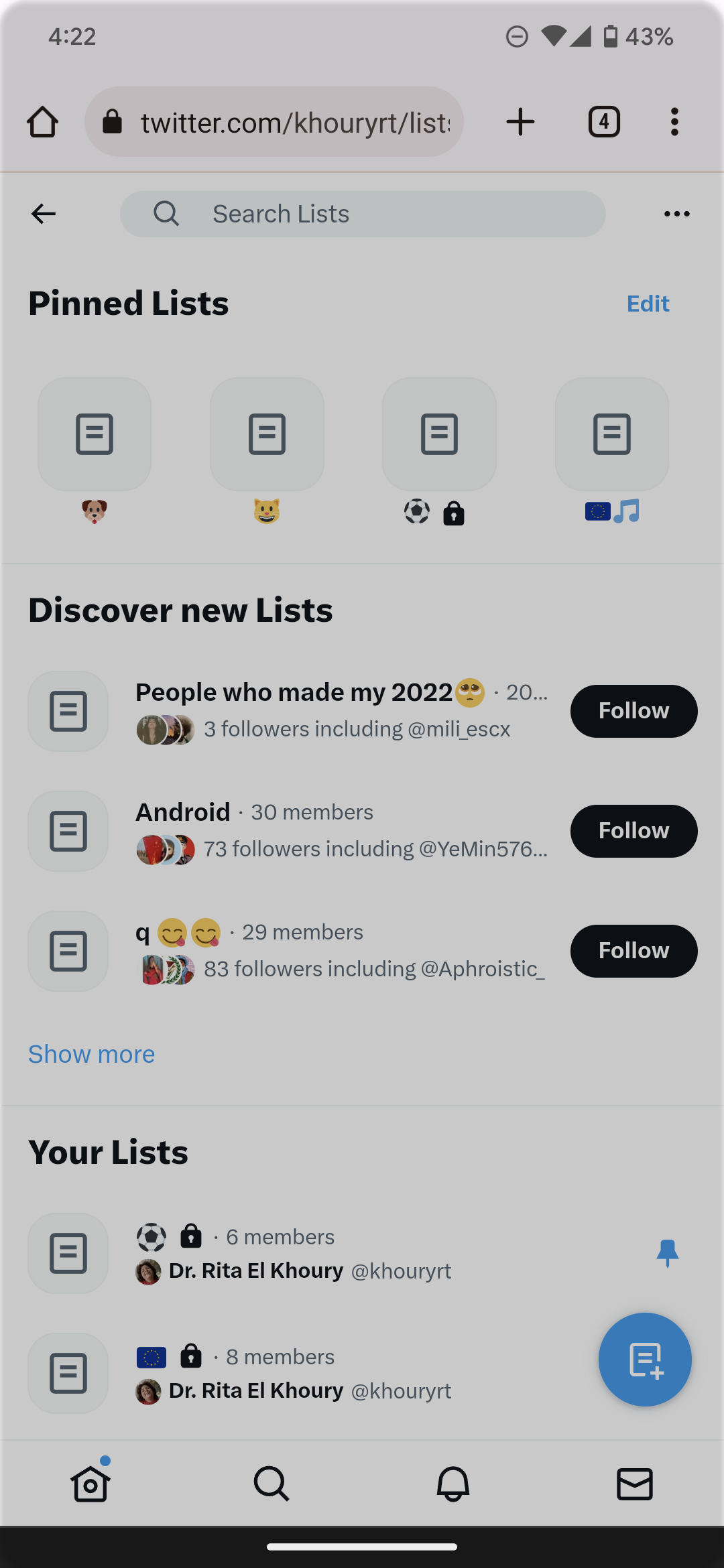 twitter screenshot pinned lists