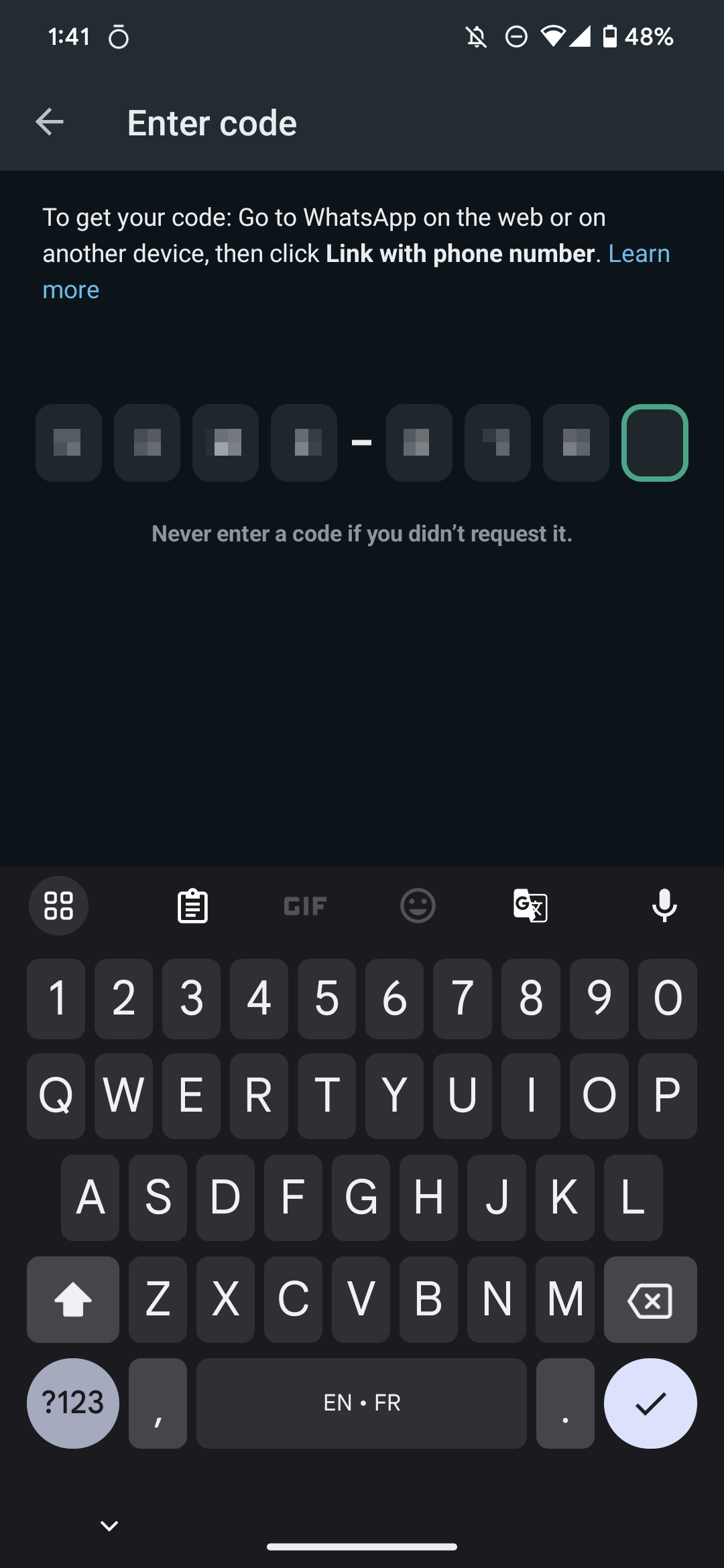 whatsapp wear os pairing phone screenshot 3 code