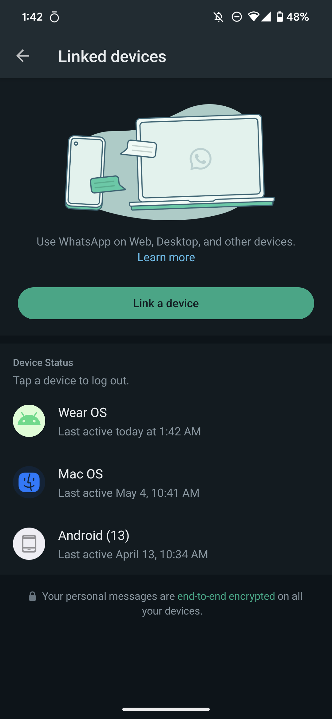 whatsapp wear os pairing phone screenshot 4 linked devices