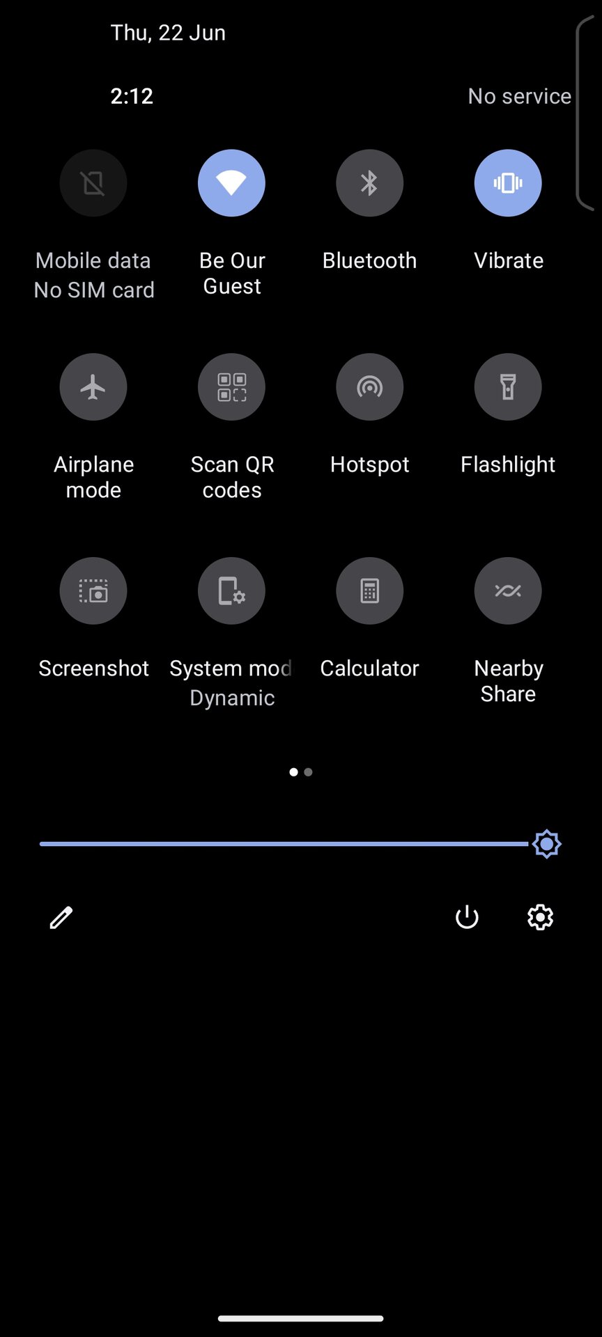 ASUS Zenfone 9 old quick settings