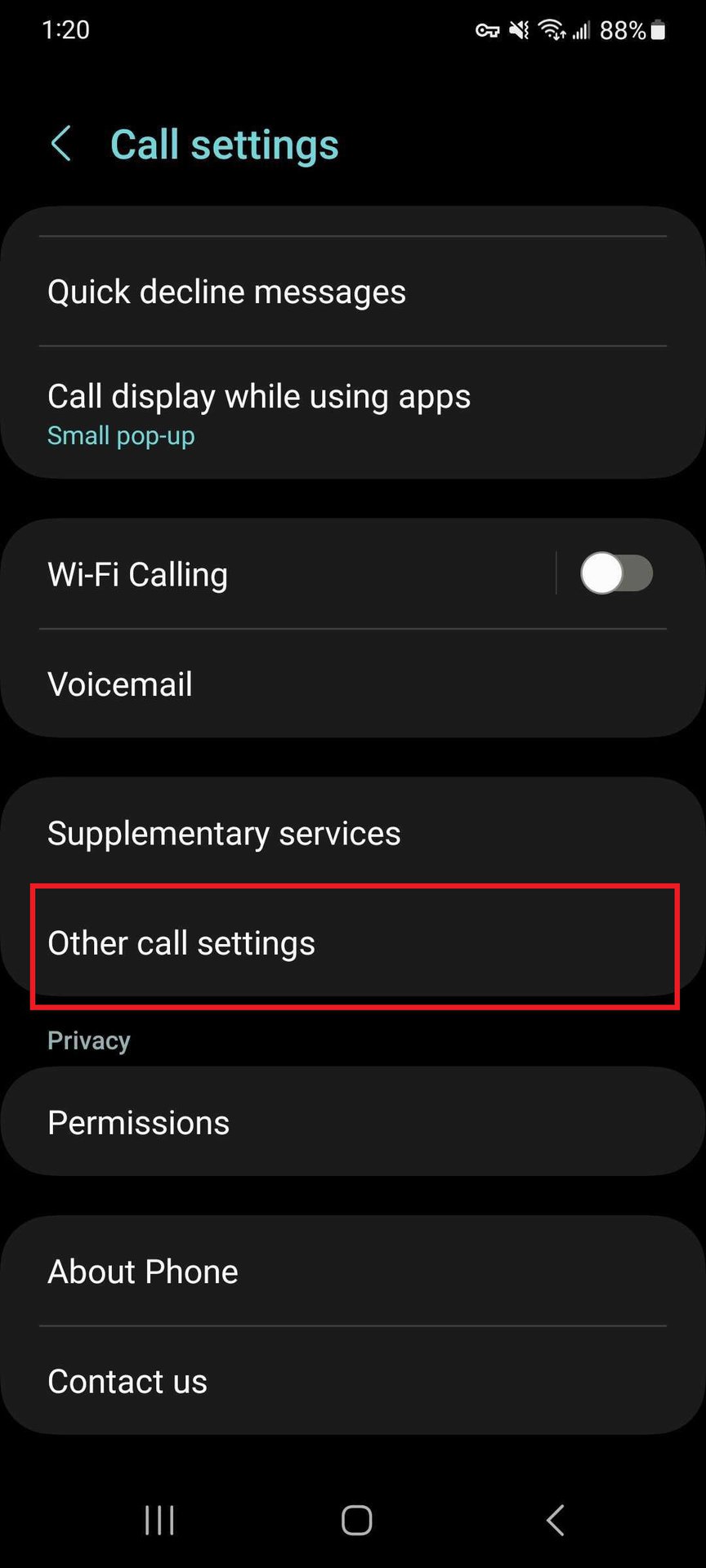 Android Call settings