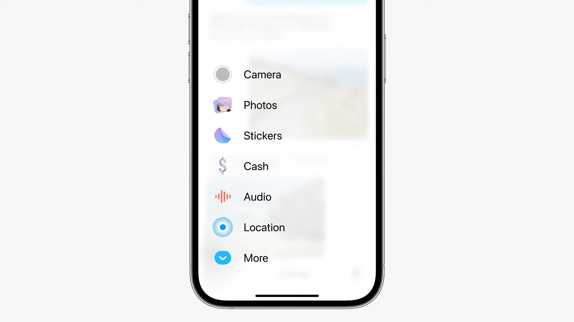 Apple iOS 17 Messages app attachment options