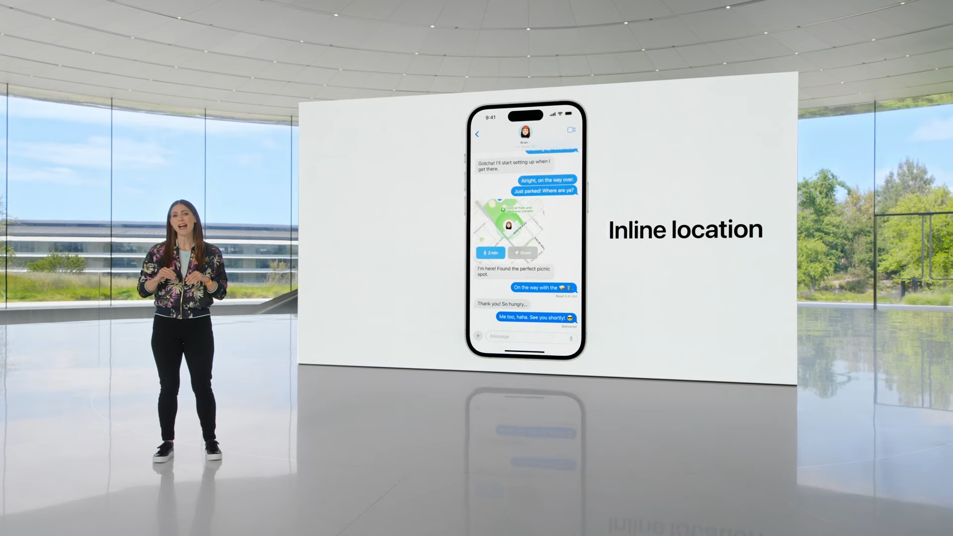 Apple iOS 17 Messages app inline location