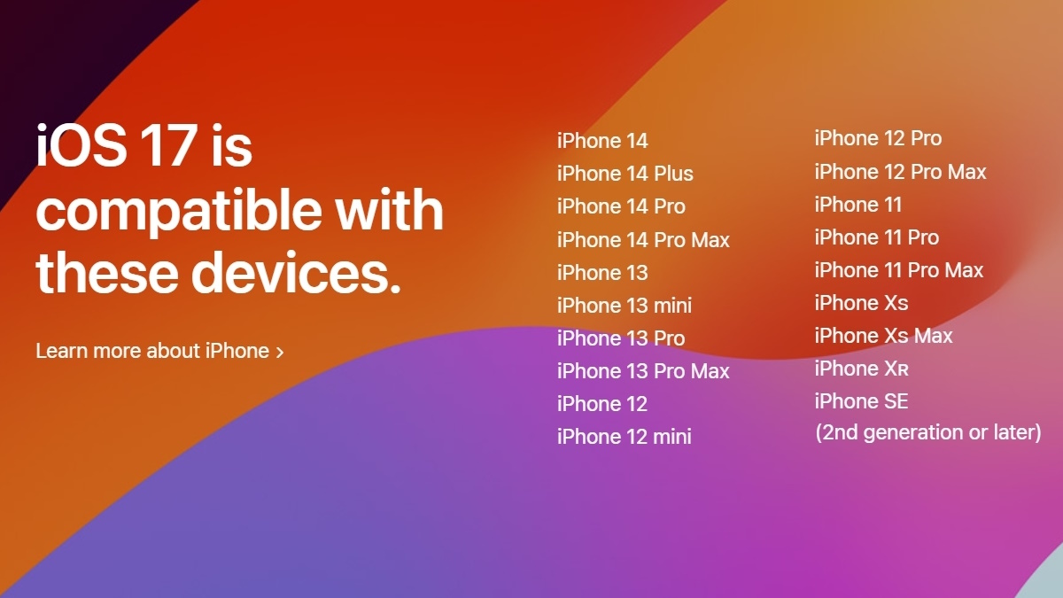 Apple iOS 17 Supported Devices