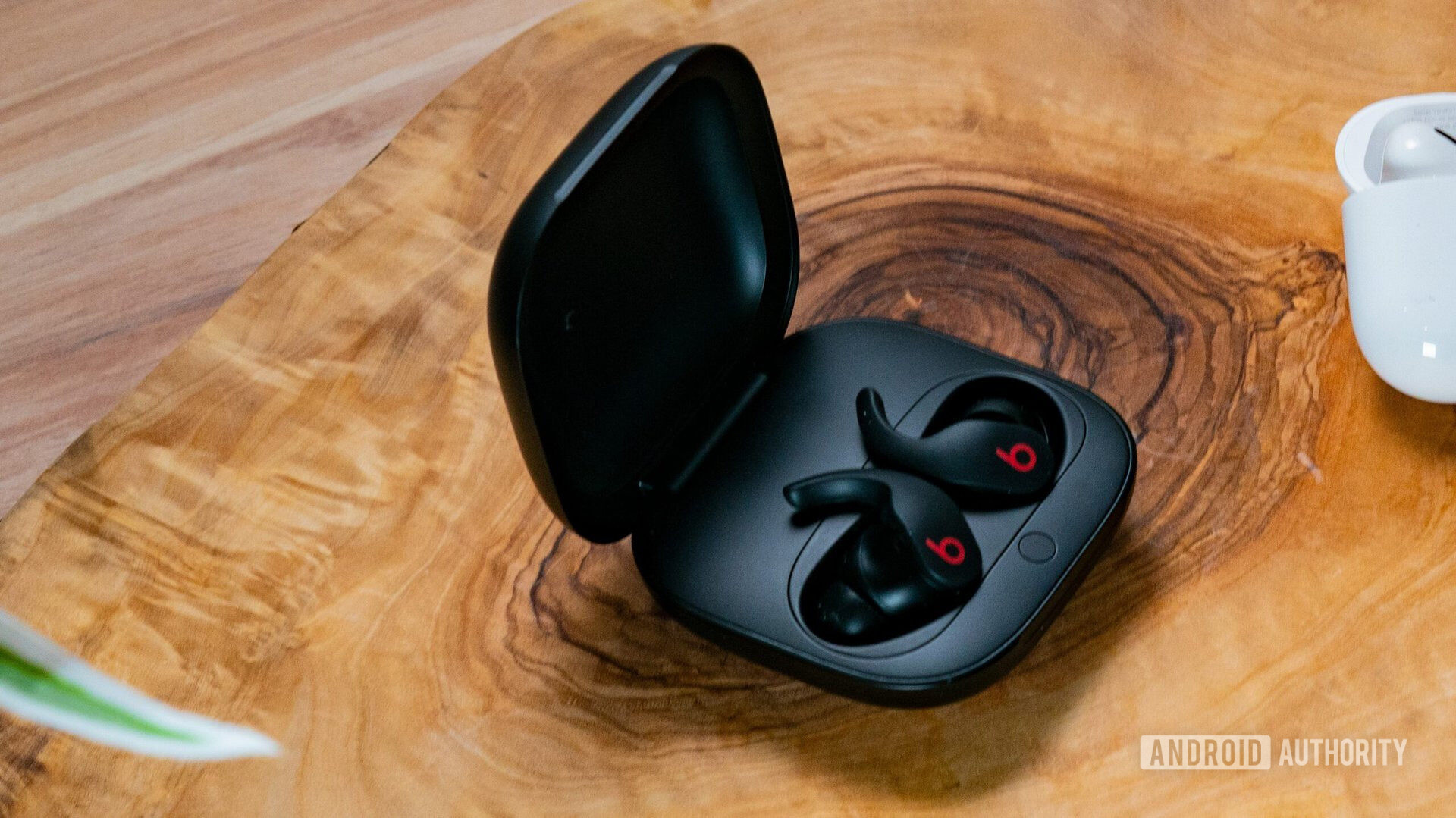 The black colorway of the Beats Fit Pro earbuds in the case.
