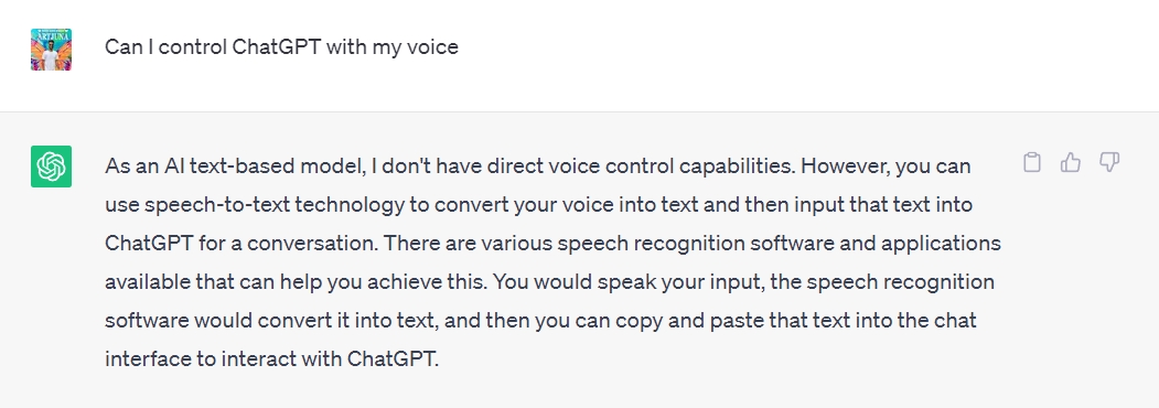 Can you control ChatGPT with your voice