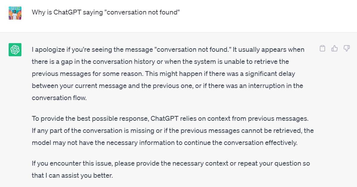 ChatGPT Conversation not found error 1