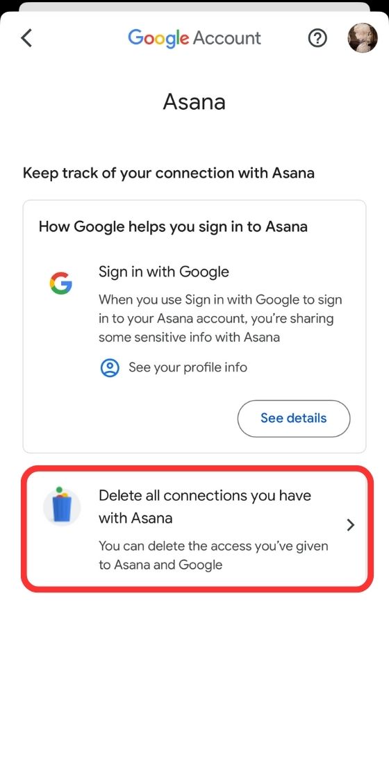 Google Fit delete connections