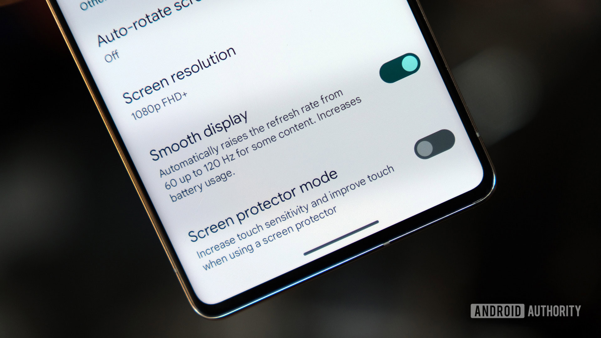 Google Pixel 7 Pro smooth display setting