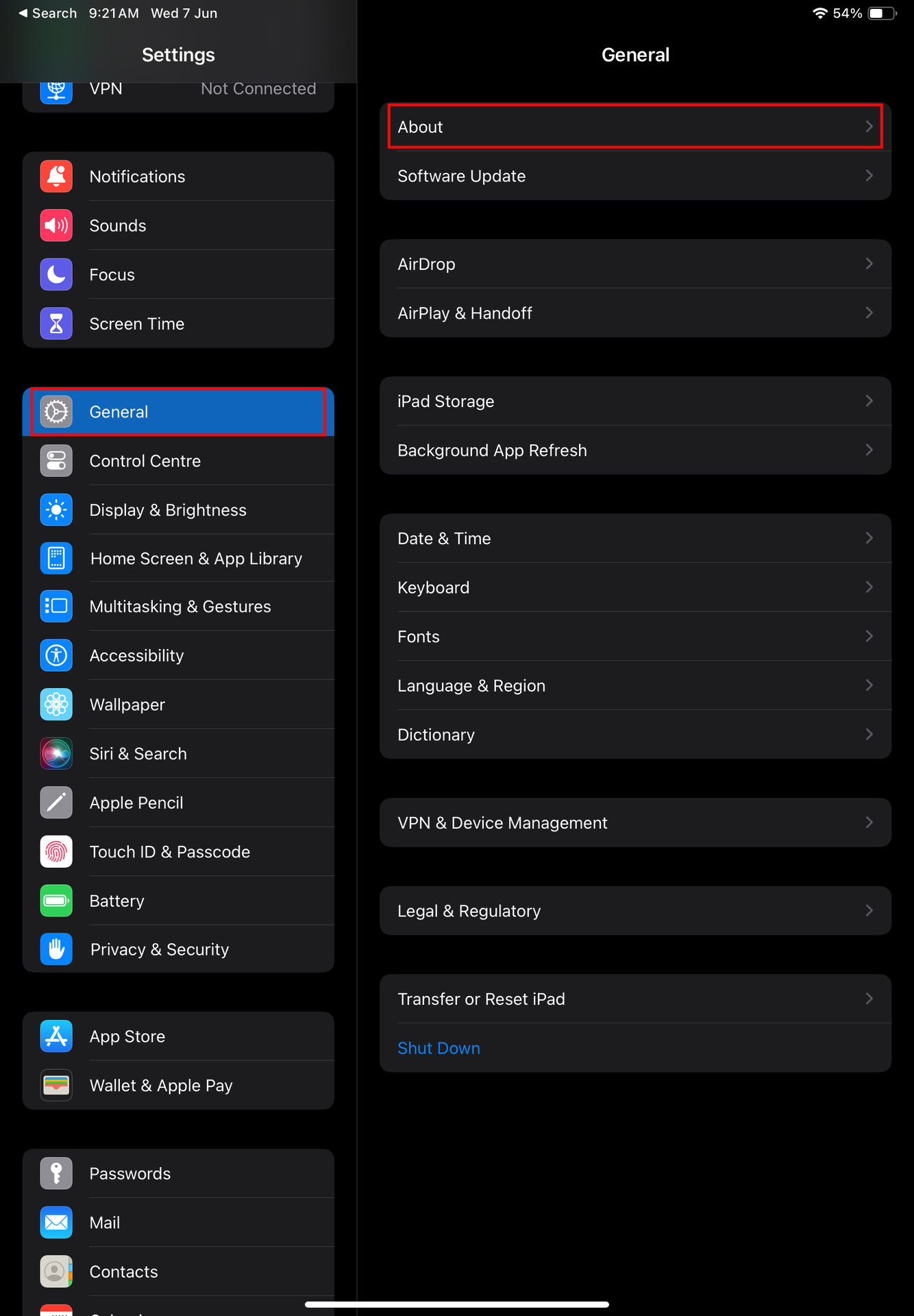 How to check your iPad model number in the settings 1