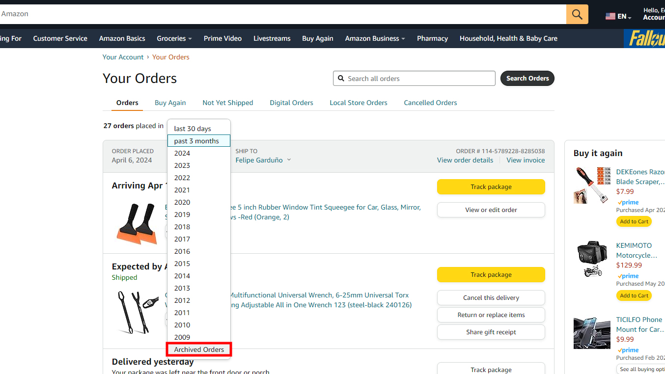 How to find archived orders on Amazon (3)